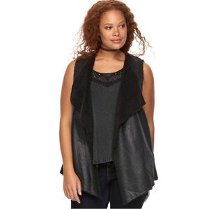 Rock & Republic Sherpa faux leather‎ Vest size S
